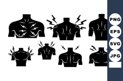 Human Upper Body Muscle Pain Vector Set Product Image 1