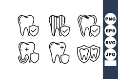 Tooth Dental Protection Shield Icons Vector Set Product Image 1