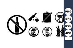 No Alcohol No Smoking No Drinking Vector Signs Product Image 1