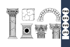 Ancient Greek Roman Column Capitals Vector Design Product Image 1