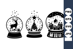 Christmas Snow Globes Reindeer Tree Gifts Vector Illustratio Product Image 1