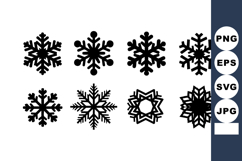 Black Snowflake Icons Winter Design Vector Set Product Image 1