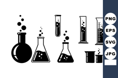 Laboratory Glassware Chemical Flasks Vector Set Product Image 1