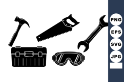 Construction Tools Set Hammer Saw Wrench Screwdriver Toolbox Product Image 1