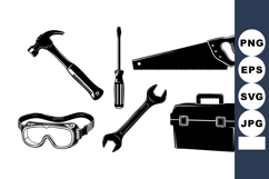 Hand Tools Hammer Screwdriver Saw Wrench Vector Product Image 1