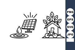 Solar Panel Water Drop Eco Friendly House Vector Product Image 1