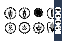 Wheat Corn Grain Vector Icons Round Frames Product Image 1
