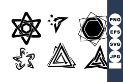 Abstract Black Geometric Star and Triangle Icons Set Product Image 1