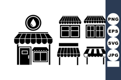 Black Gas Station Building Icon Vector Design Product Image 1