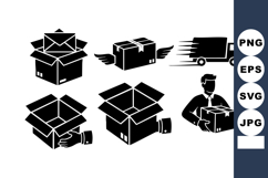Delivery Box Parcel Courier Package Shipping Icons Set Product Image 1
