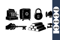 Vintage Cash Register Safe Lock Key Vector Illustration Product Image 1