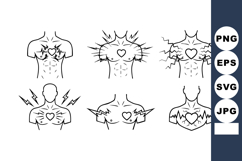 Male Chest Pain Vector Illustration Different Stages Product Image 1