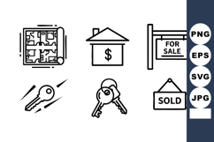 Real Estate Icons House Plan Key Vector Illustration Product Image 1