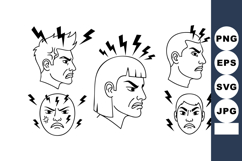Angry Men Heads Electric Shock Pain Stress Vector Product Image 1