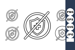 No Protection Security Shield Icon Vector Illustration Product Image 1