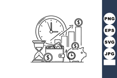 Time Management Financial Growth Clock Hourglass Vector Product Image 1