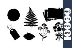 Black Silhouette Floral Leaves Bouquet Illustration Product Image 1