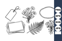 Vintage Botanical Flower Fern Tags Frames Vector Product Image 1
