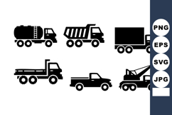 Construction Cargo Trucks Vector Icon Set Product Image 1