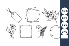 Hand Drawn Vintage Floral Leaves And Paper Notes Vector Product Image 1