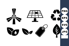 Renewable Energy Icons Wind Turbine Solar Panel Product Image 1