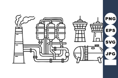 Industrial Factory Plant Chimneys Pipes Tanks Vector Product Image 1