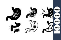Stomach Pain Vector Icons Digestive Symptoms Product Image 1