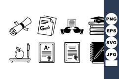 Education Diploma Certificate Grade Report Icons Product Image 1