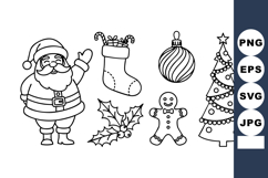 Santa Claus Christmas Stocking Holly Gingerbread Vector Illu Product Image 1