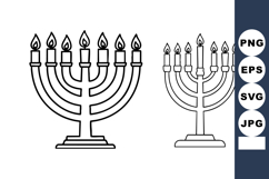 Hanukkah Menorah Nine Branches Vector Illustration Product Image 1