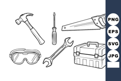 Hand Tools Collection Hammer Screwdriver Saw Wrench Product Image 1