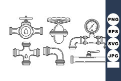 Plumbing Pipes Valves Pressure Gauge Vector Illustration Product Image 1