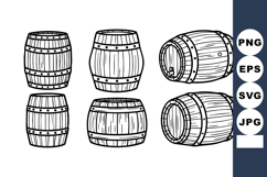 Wooden Barrels Vector Set Different Angles Shapes Product Image 1