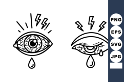 Hand Drawn Sketch Eyes Tears Lightning Vector Product Image 1