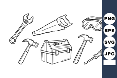 Hand Tools Set Wrench Saw Hammer Screwdriver Toolbox Product Image 1