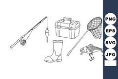 Fishing Gear Tools Rod Reel Float Vector Illustration Product Image 1