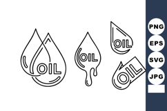 Oil Drop Icons Vector Illustration Set in Black Line Style Product Image 1