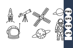 Space Exploration Icons Rocket Telescope Satellite Product Image 1