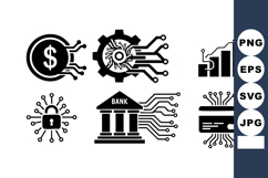 Digital Finance Technology Icons Vector Set Product Image 1