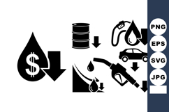 Oil Price Decline Fuel Pump Vector Illustration Product Image 1