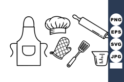 Kitchen Utensils Apron Chef Hat Vector Illustration Product Image 1