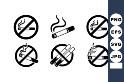 No Smoking Cigarette Prohibition Signs Vector Product Image 1
