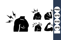 Shoulder Arm Pain Discomfort Vector Icons Illustration Product Image 1