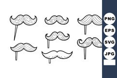 Vintage Style Mustache Collection Vector Illustration Product Image 1