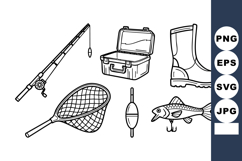 Fishing Rod Reel Tackle Box Vector Illustration Product Image 1