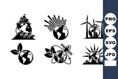 Earth Globe Renewable Energy Nature Icons Vector Product Image 1