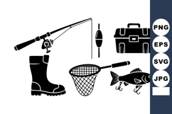 Fishing Equipment Rod Reel Float Vector Illustration Product Image 1
