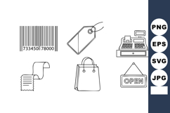 Shopping Icons Barcode Tag Cash Register Vector Product Image 1
