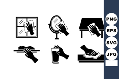 Hands Cleaning Window Mirror Table Surface Icons Product Image 1