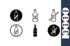 Alcohol Prohibition No Drinking Allowed Icons Vector Product Image 1